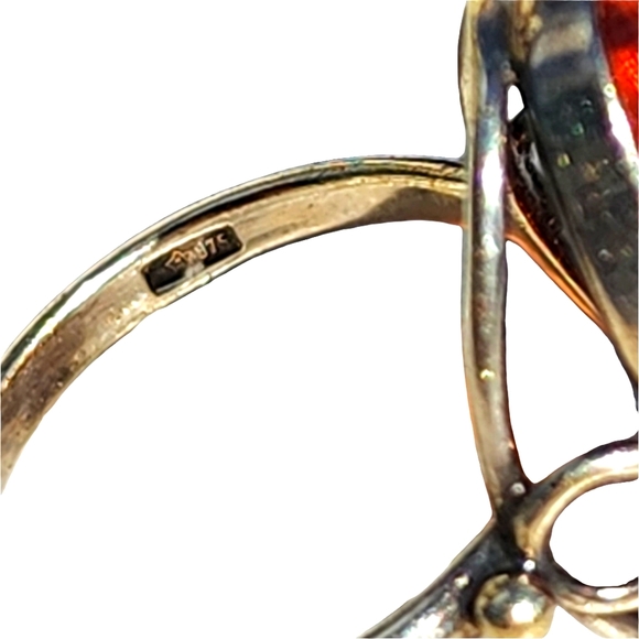Sterling silver baltic amber ring size 6.5 Finland Sweden Maker's Mark S… - Picture 5 of 8